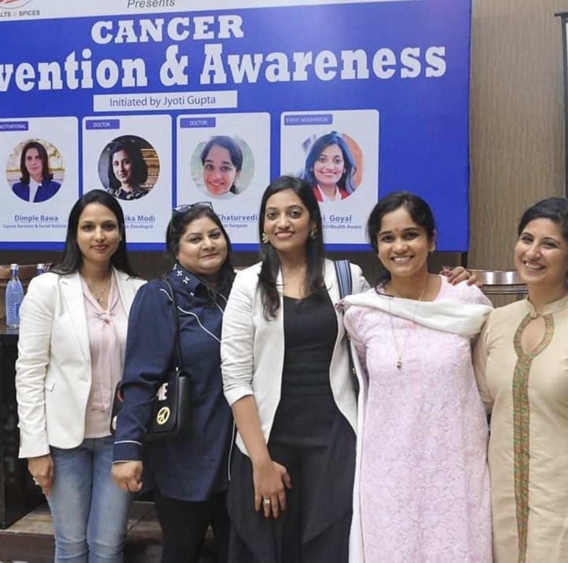 Dr Aditi Chaturvedi with fellow panellists at a cancer prevention and awareness event