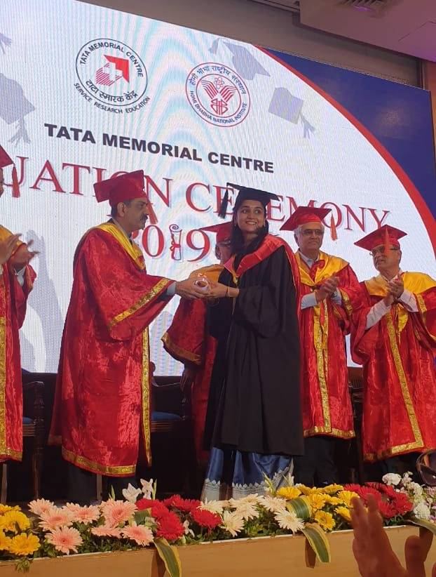 Dr Aditi Chaturvedi receiving her MCh at the Tata Memorial Centre convocation, 2019